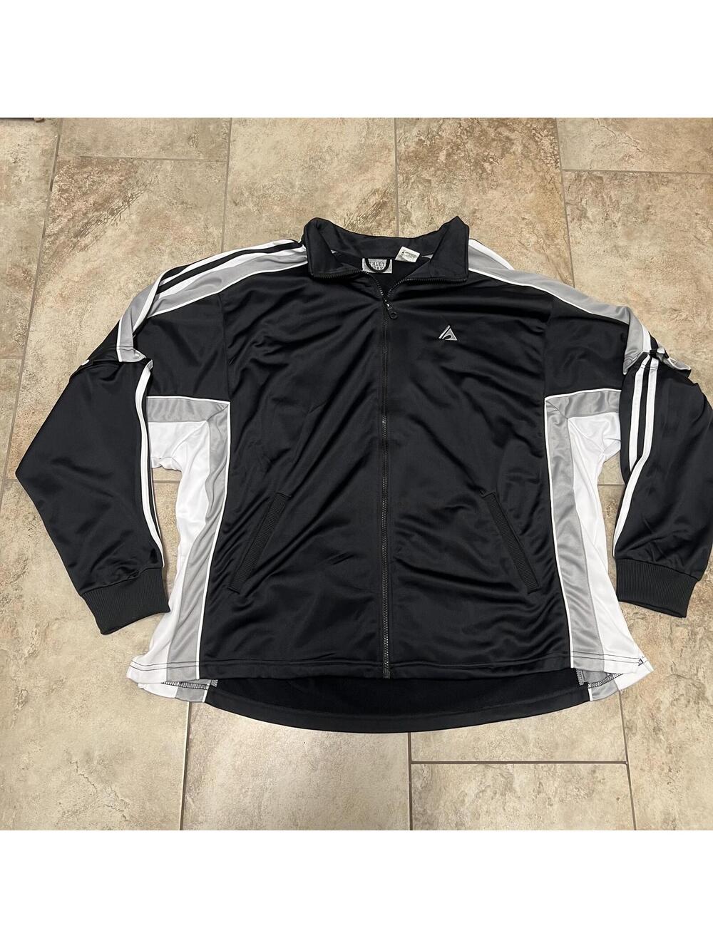 Vintage Y2K Silky Athletic Works Track Jacket Breakaway Sleeves XL Black White